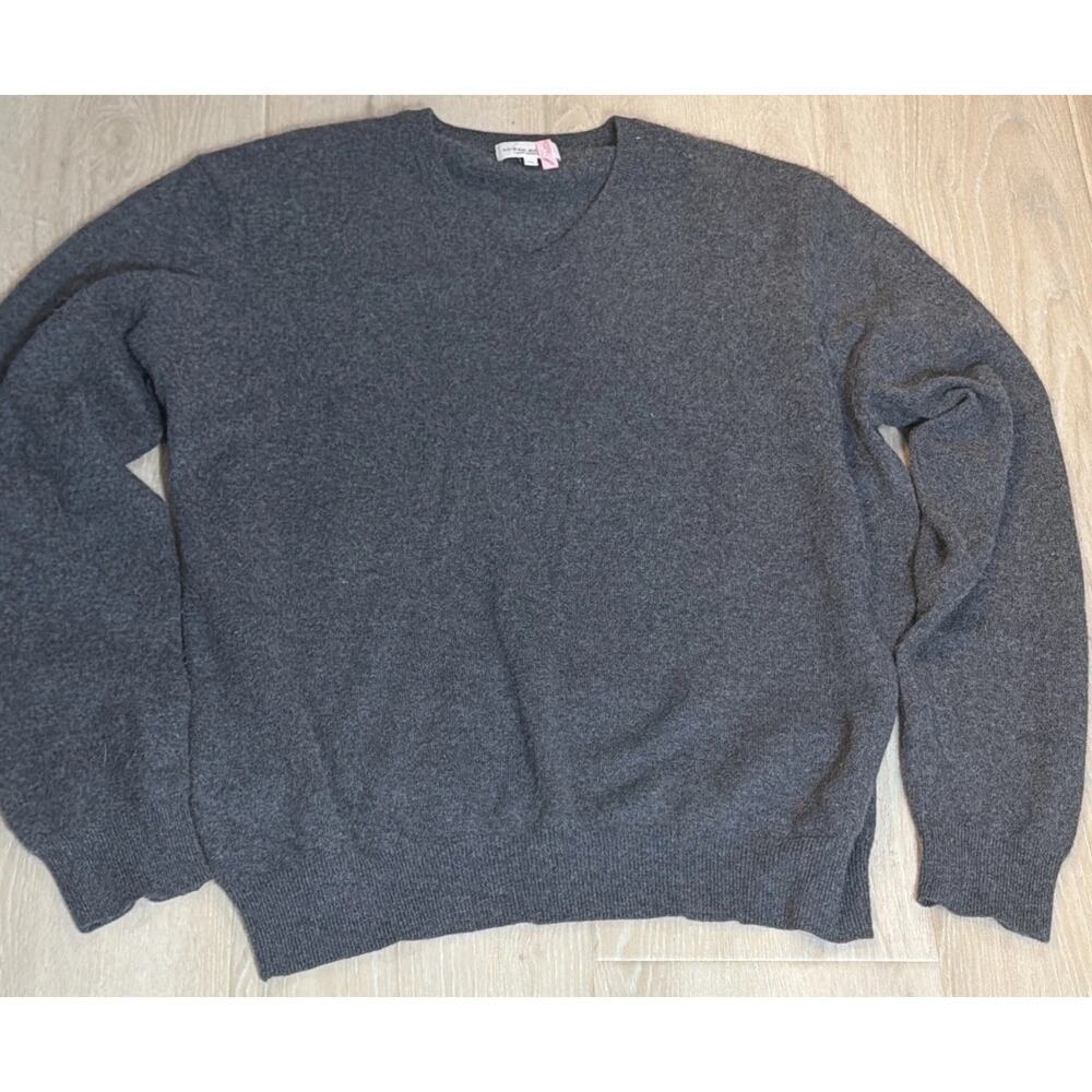 Neiman Marcus Men's Gray Sweater Cashmere Long Sleeve V Neck Pullover Size XXL